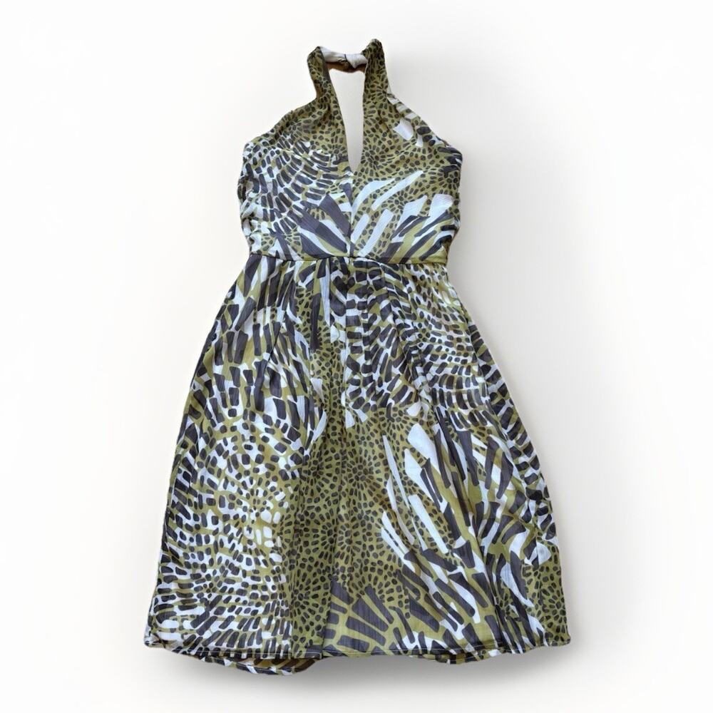 Women’s Joseph Ribkoff Dress Animal Print Halterneck Lined, Size 4